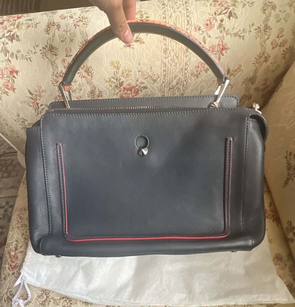 Fendi Dotcom Leather and Python Satchel Bag